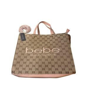 Bebe Jacquard Logo Tote Bag in Blush Pink | NWT | Large Shoulder/Crossbody